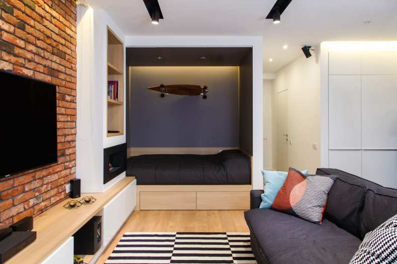 Дизайн однокомнатной квартиры с нишей: фото, планировка, расстановка мебели